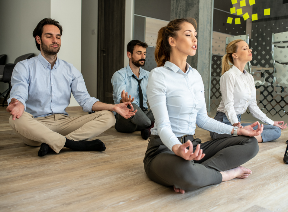 Corporate meditation session for employee wellbeing